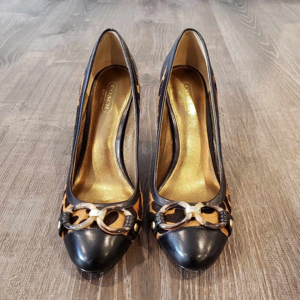 Coach pumps leopard print heels size 8